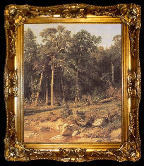 framed  Ivan Shishkin A Pine Forest Mast-Timber forest in Viatka Province, ta009-2